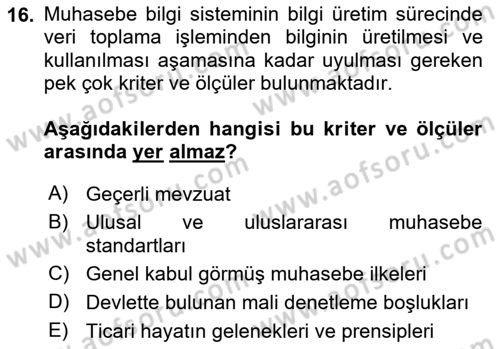 İş Hayatında Standartlar Dersi 2023 - 2024 Yılı Yaz Okulu Sınav Soruları 16. Soru