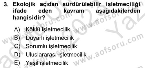 İş Hayatında Standartlar Dersi 2023 - 2024 Yılı Yaz Okulu Sınav Soruları 3. Soru
