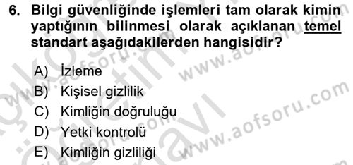 İş Hayatında Standartlar Dersi 2023 - 2024 Yılı Yaz Okulu Sınav Soruları 6. Soru