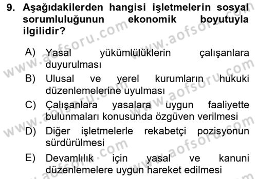 İş Hayatında Standartlar Dersi 2023 - 2024 Yılı Yaz Okulu Sınav Soruları 9. Soru