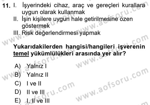 İş Hayatında Standartlar Dersi 2024 - 2025 Yılı (Vize) Ara Sınav Soruları 11. Soru
