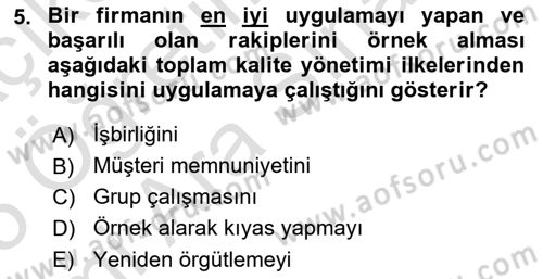 İş Hayatında Standartlar Dersi 2024 - 2025 Yılı (Vize) Ara Sınav Soruları 5. Soru