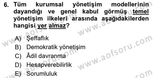 İş Hayatında Standartlar Dersi 2024 - 2025 Yılı (Vize) Ara Sınav Soruları 6. Soru