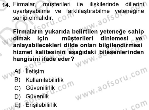 İş Hayatında Standartlar Dersi 2024 - 2025 Yılı (Final) Dönem Sonu Sınav Soruları 14. Soru