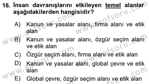 İş Hayatında Standartlar Dersi 2024 - 2025 Yılı (Final) Dönem Sonu Sınav Soruları 16. Soru