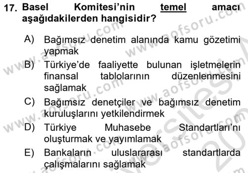 İş Hayatında Standartlar Dersi 2024 - 2025 Yılı (Final) Dönem Sonu Sınav Soruları 17. Soru