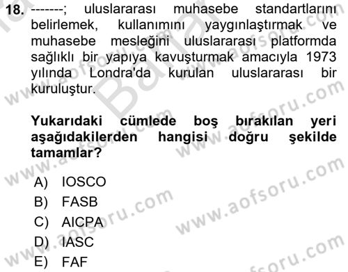 İş Hayatında Standartlar Dersi 2024 - 2025 Yılı (Final) Dönem Sonu Sınav Soruları 18. Soru