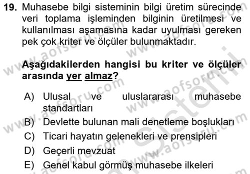 İş Hayatında Standartlar Dersi 2024 - 2025 Yılı (Final) Dönem Sonu Sınav Soruları 19. Soru