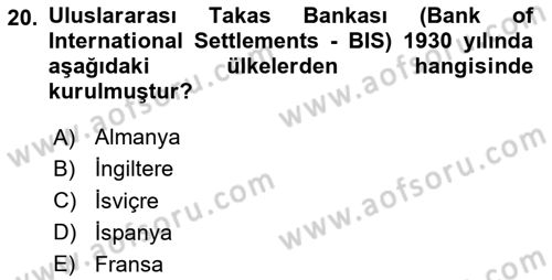 İş Hayatında Standartlar Dersi 2024 - 2025 Yılı (Final) Dönem Sonu Sınav Soruları 20. Soru