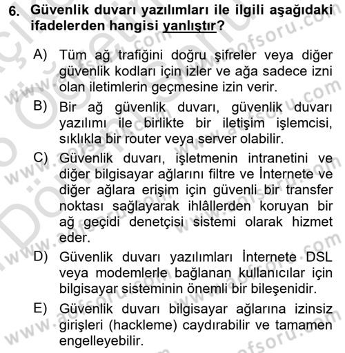 İş Hayatında Standartlar Dersi 2024 - 2025 Yılı (Final) Dönem Sonu Sınav Soruları 6. Soru
