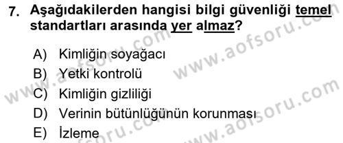 İş Hayatında Standartlar Dersi 2024 - 2025 Yılı (Final) Dönem Sonu Sınav Soruları 7. Soru