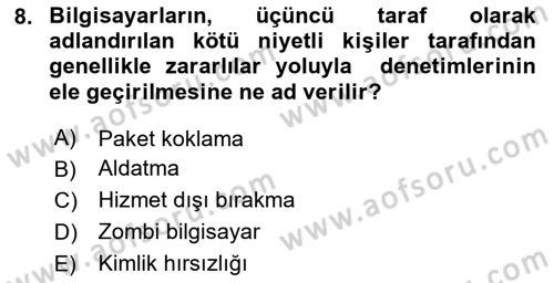 İş Hayatında Standartlar Dersi 2024 - 2025 Yılı (Final) Dönem Sonu Sınav Soruları 8. Soru