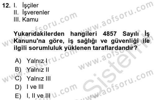 İş Hayatında Standartlar Dersi 2025 - 2026 Yılı (Vize) Ara Sınav Soruları 12. Soru