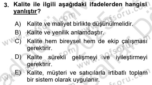 İş Hayatında Standartlar Dersi 2025 - 2026 Yılı (Vize) Ara Sınav Soruları 3. Soru