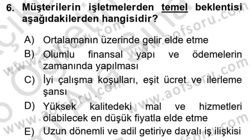 İş Hayatında Standartlar Dersi 2025 - 2026 Yılı (Vize) Ara Sınav Soruları 6. Soru