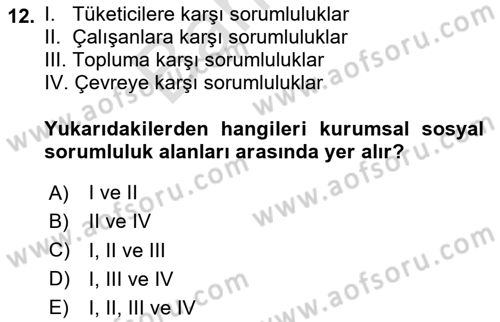 İş Hayatında Standartlar Dersi 2025 - 2026 Yılı (Final) Dönem Sonu Sınav Soruları 12. Soru