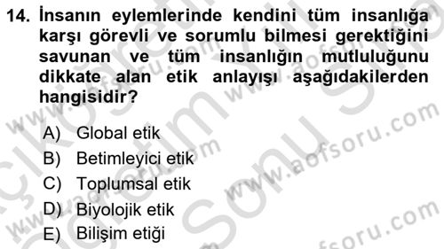 İş Hayatında Standartlar Dersi 2025 - 2026 Yılı (Final) Dönem Sonu Sınav Soruları 14. Soru