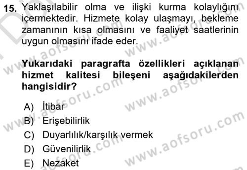 İş Hayatında Standartlar Dersi 2025 - 2026 Yılı (Final) Dönem Sonu Sınav Soruları 15. Soru