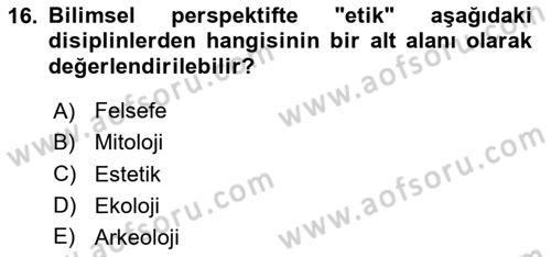 İş Hayatında Standartlar Dersi 2025 - 2026 Yılı (Final) Dönem Sonu Sınav Soruları 16. Soru