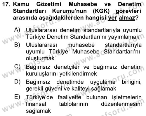 İş Hayatında Standartlar Dersi 2025 - 2026 Yılı (Final) Dönem Sonu Sınav Soruları 17. Soru