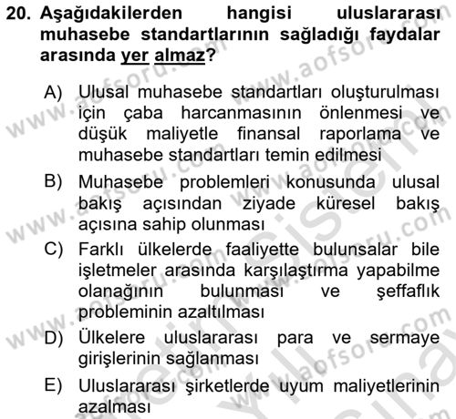 İş Hayatında Standartlar Dersi 2025 - 2026 Yılı (Final) Dönem Sonu Sınav Soruları 20. Soru