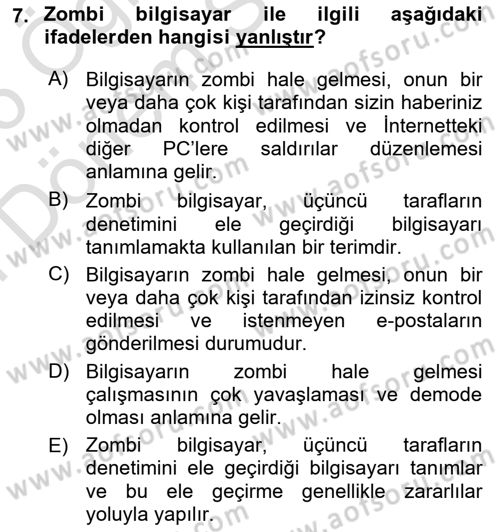 İş Hayatında Standartlar Dersi 2025 - 2026 Yılı (Final) Dönem Sonu Sınav Soruları 7. Soru