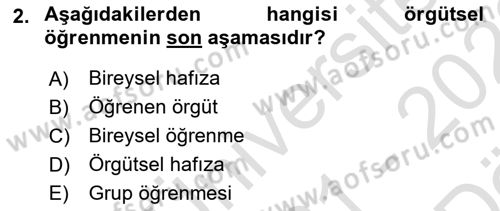 Modern Büro Yönetimi Dersi 2021 - 2022 Yılı (Vize) Ara Sınav Soruları 2. Soru