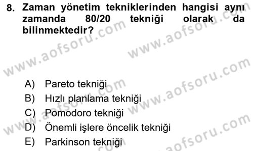 Modern Büro Yönetimi Dersi 2021 - 2022 Yılı (Vize) Ara Sınav Soruları 8. Soru