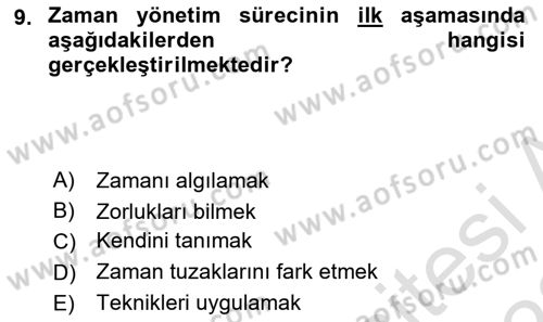 Modern Büro Yönetimi Dersi 2021 - 2022 Yılı (Vize) Ara Sınav Soruları 9. Soru
