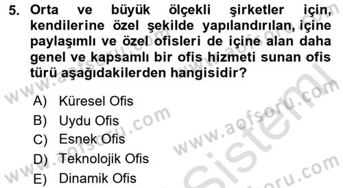 Modern Büro Yönetimi Dersi 2021 - 2022 Yılı (Final) Dönem Sonu Sınav Soruları 5. Soru