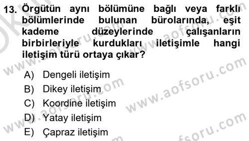 Modern Büro Yönetimi Dersi 2021 - 2022 Yılı Yaz Okulu Sınavı 13. Soru