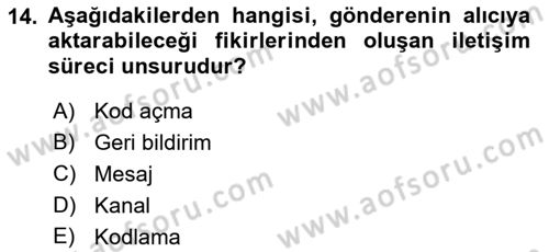 Modern Büro Yönetimi Dersi 2021 - 2022 Yılı Yaz Okulu Sınavı 14. Soru