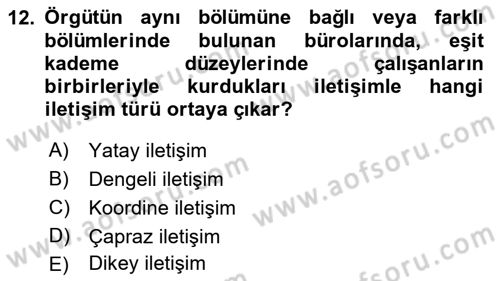 Modern Büro Yönetimi Dersi 2022 - 2023 Yılı Yaz Okulu Sınav Soruları 12. Soru