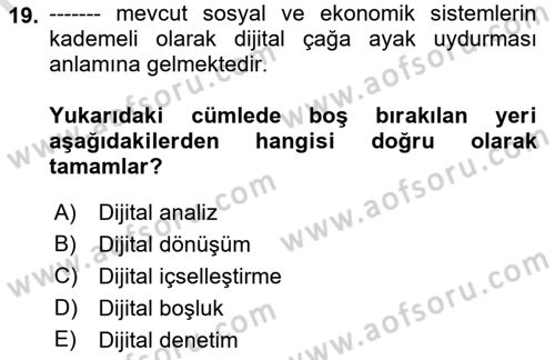 Modern Büro Yönetimi Dersi 2022 - 2023 Yılı Yaz Okulu Sınav Soruları 19. Soru