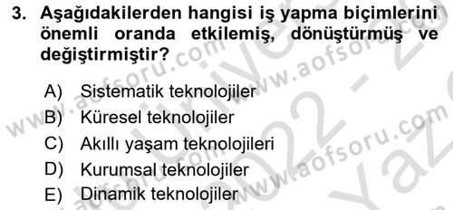 Modern Büro Yönetimi Dersi 2022 - 2023 Yılı Yaz Okulu Sınav Soruları 3. Soru