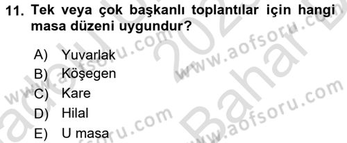Modern Büro Yönetimi Dersi 2023 - 2024 Yılı (Vize) Ara Sınav Soruları 11. Soru