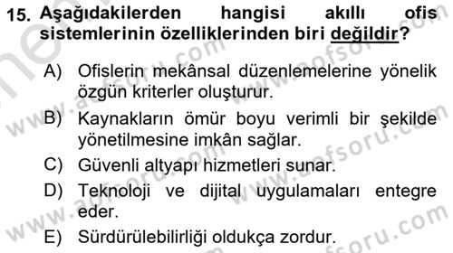 Modern Büro Yönetimi Dersi 2023 - 2024 Yılı (Vize) Ara Sınav Soruları 15. Soru
