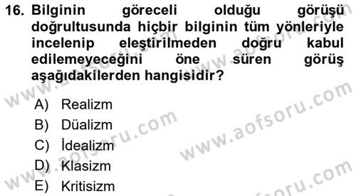 Modern Büro Yönetimi Dersi 2023 - 2024 Yılı (Vize) Ara Sınav Soruları 16. Soru