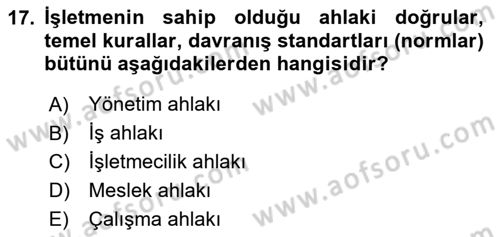 Modern Büro Yönetimi Dersi 2023 - 2024 Yılı (Vize) Ara Sınav Soruları 17. Soru