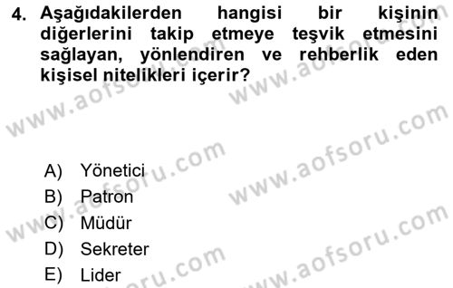Modern Büro Yönetimi Dersi 2023 - 2024 Yılı (Vize) Ara Sınav Soruları 4. Soru