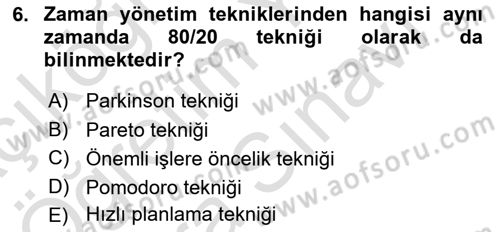 Modern Büro Yönetimi Dersi 2023 - 2024 Yılı (Vize) Ara Sınav Soruları 6. Soru
