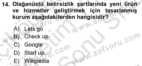 Modern Büro Yönetimi Dersi 2023 - 2024 Yılı (Final) Dönem Sonu Sınav Soruları 14. Soru
