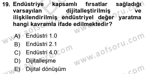 Modern Büro Yönetimi Dersi 2023 - 2024 Yılı (Final) Dönem Sonu Sınav Soruları 19. Soru