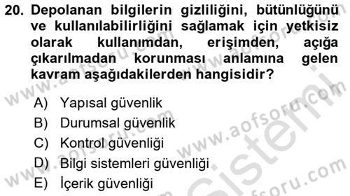 Modern Büro Yönetimi Dersi 2023 - 2024 Yılı (Final) Dönem Sonu Sınav Soruları 20. Soru
