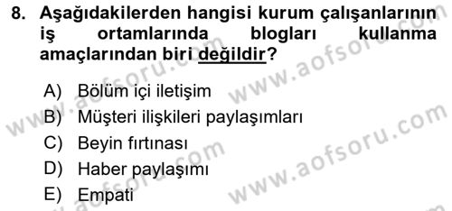 Modern Büro Yönetimi Dersi 2023 - 2024 Yılı (Final) Dönem Sonu Sınav Soruları 8. Soru