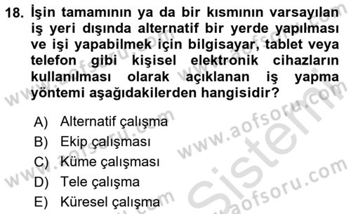 Modern Büro Yönetimi Dersi 2023 - 2024 Yılı Yaz Okulu Sınav Soruları 18. Soru