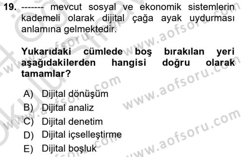 Modern Büro Yönetimi Dersi 2023 - 2024 Yılı Yaz Okulu Sınav Soruları 19. Soru