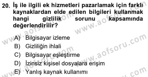 Modern Büro Yönetimi Dersi 2023 - 2024 Yılı Yaz Okulu Sınav Soruları 20. Soru