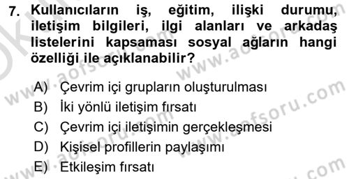 Modern Büro Yönetimi Dersi 2023 - 2024 Yılı Yaz Okulu Sınav Soruları 7. Soru