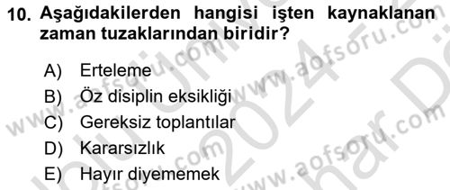 Modern Büro Yönetimi Dersi 2024 - 2025 Yılı (Vize) Ara Sınav Soruları 10. Soru